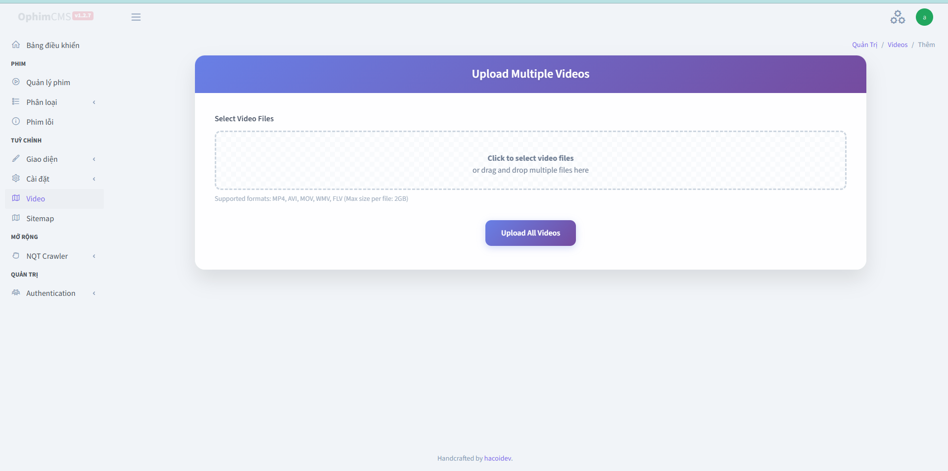 Upload video stream tiktok tích hợp sẵn vào ophim laravel
